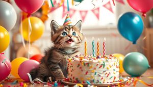 Życzenia urodzinowe z kotkiem
