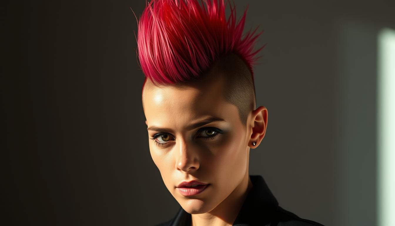 Irokez damski wygolone boki