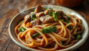 Danie chińskie z makaronem ryżowym