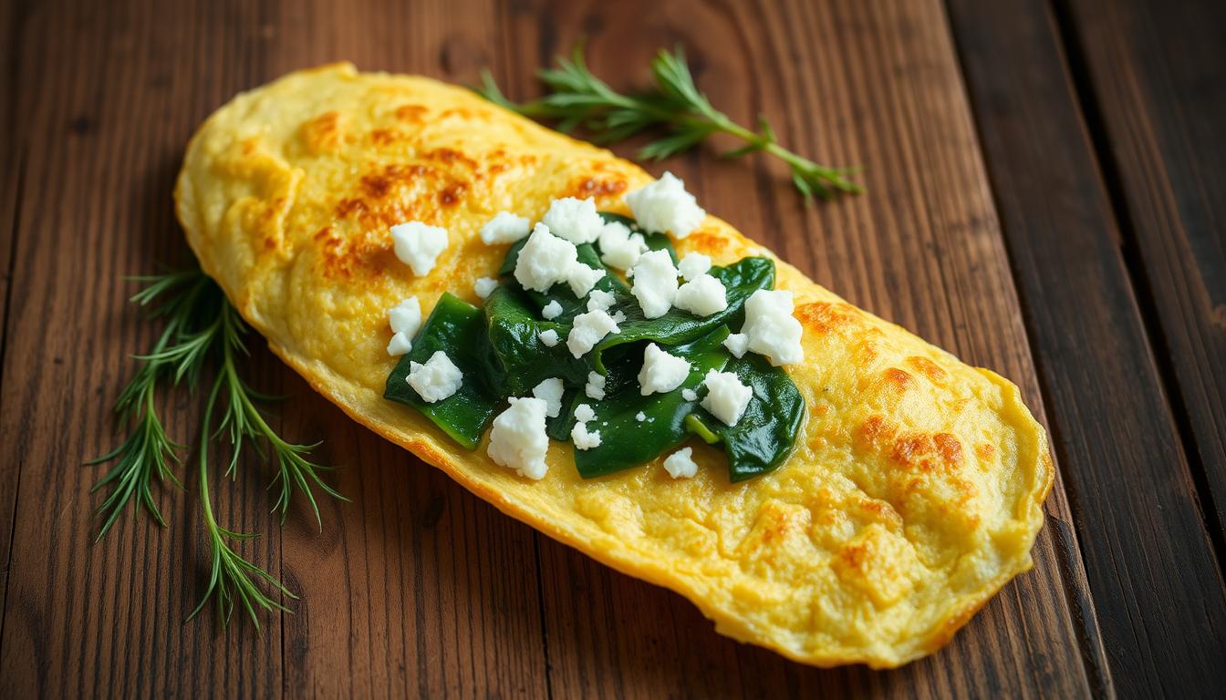Omlet ze szpinakiem i fetą