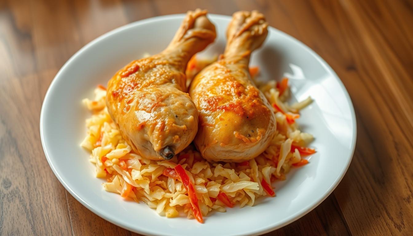 Pałki z kurczaka na kapuście kiszonej