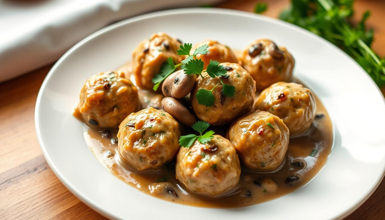 Pulpety drobiowe w sosię pieczarkowym